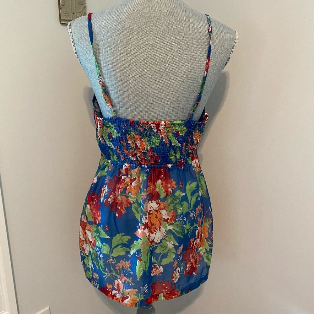 Pure Alfred Sung cami spaghetti strap blue floral tank top large - Picture 5 of 9